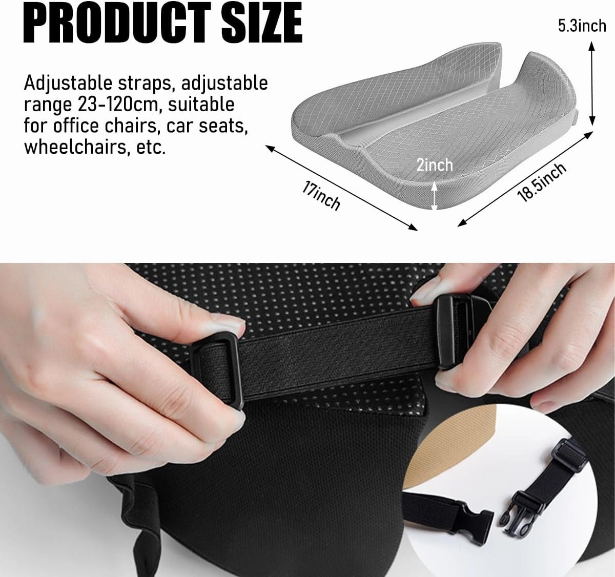 Car Seat Cushion, Soft Memory Foam Auto Cushion, Comfortable & Breathable Automotive Front Seat Buttom Cushion Pad, Universal Vehicle Truck SUV Van Car Accessories (Gray)