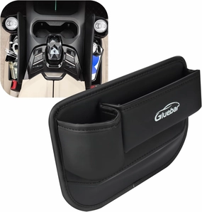 Car Seat Gap Filler,Premium Leather Car Seat Seam Padding Organizer, Car Center Console Organizer with Cup Holder, Universal Women's/Men's Interior Accessories for Cars, SUVs and Trucks (Black 1 Pack)