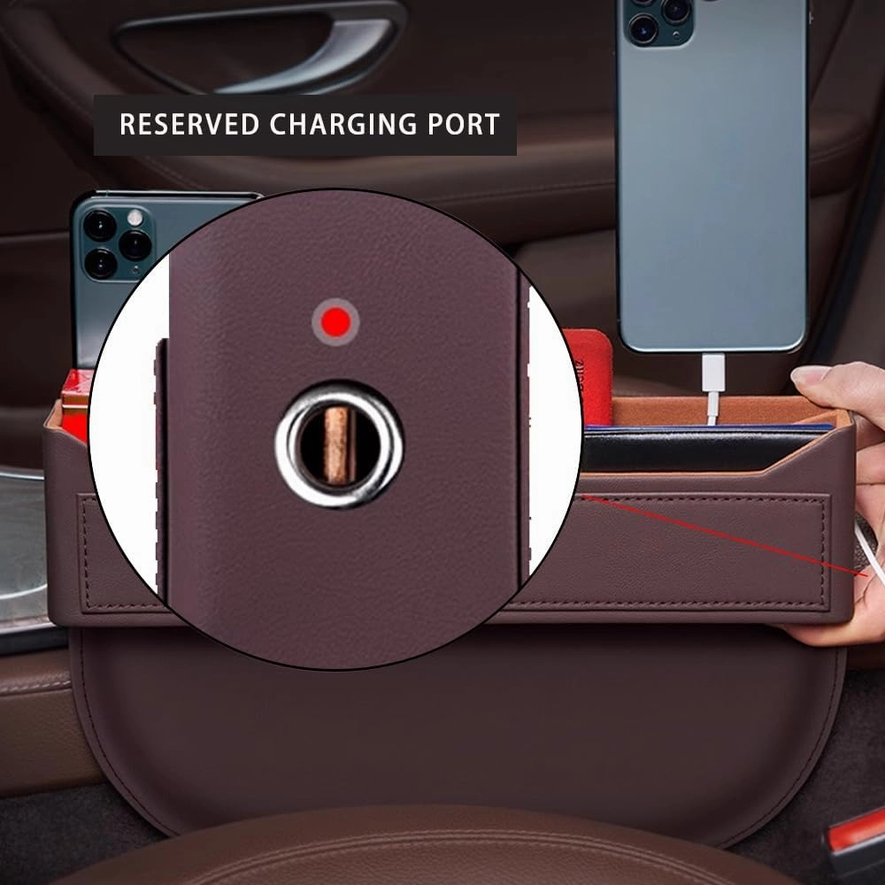 Car Seat Storage Box for Ligier JS50/JS60/Myli/Pulse 4/Be Sun/Be Two/OptiMax/X-Pro/X-Too, Car Console Side Pocket with USB Charging Hole Car Interior Accessories,A Red