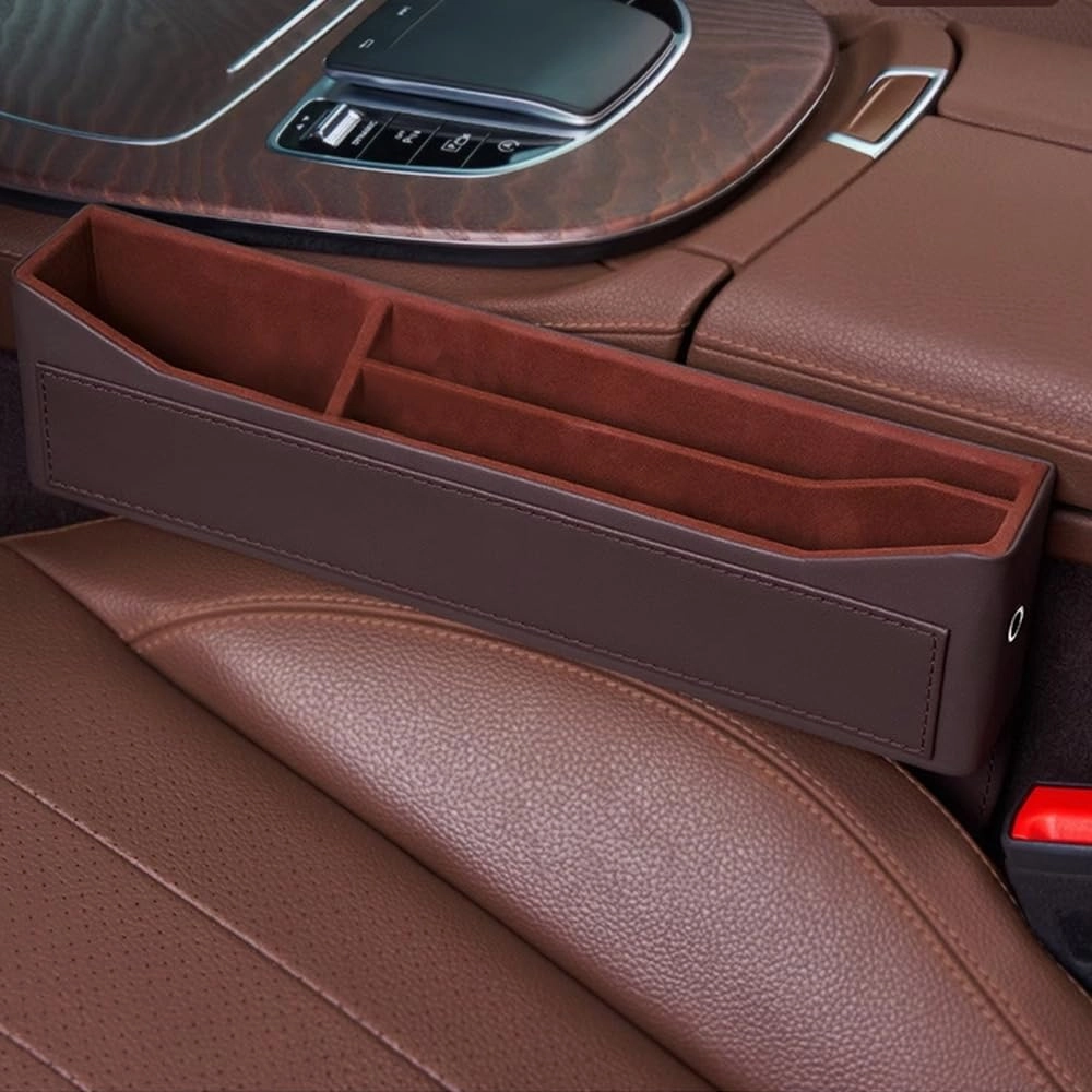 Car Seat Storage Box for Ligier JS50/JS60/Myli/Pulse 4/Be Sun/Be Two/OptiMax/X-Pro/X-Too, Car Console Side Pocket with USB Charging Hole Car Interior Accessories,A Red