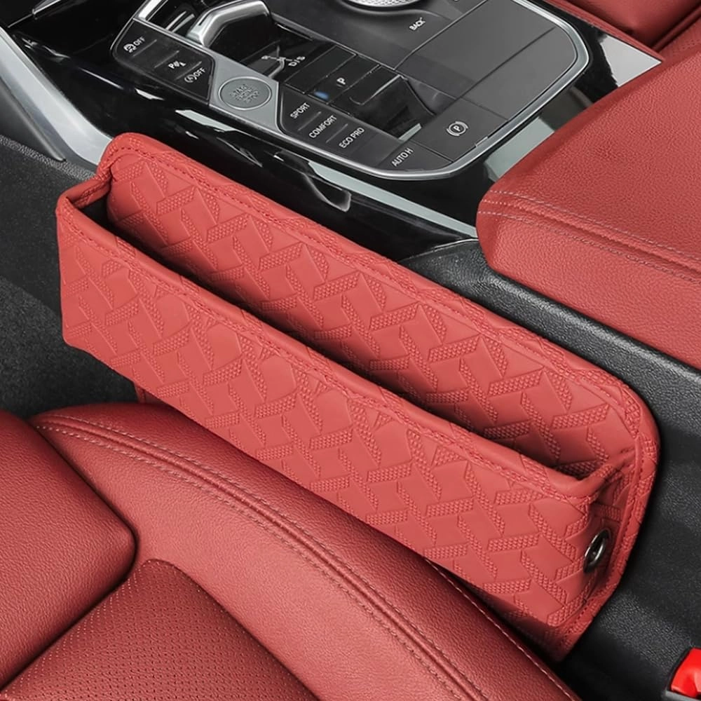 Car Seat Storage Box for Tesla Model 3/Model Y/Model X/Model S/Cybertruck, Premium Leather Car Storage Box Car Tidy Essentials with USB Charging Hole,C Orange