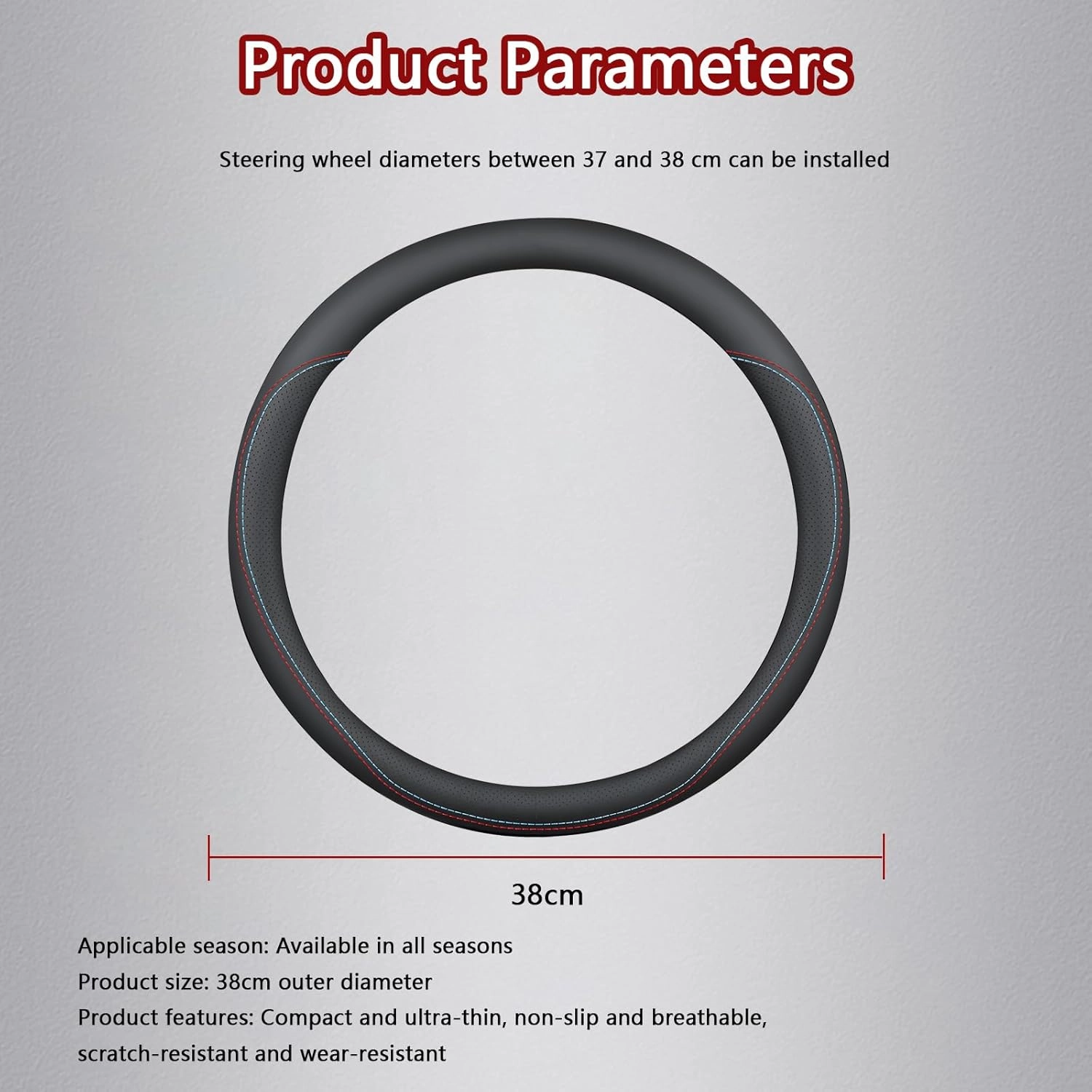 Car Steering Wheel Cover for Buick Regal Excelle GT Lacrosse Verano Excelle Encore Envision GL6 GL8, Anti-Slip Breathable Steering Wheel Protector Leather Steering Wheel Cover, Car Accessories