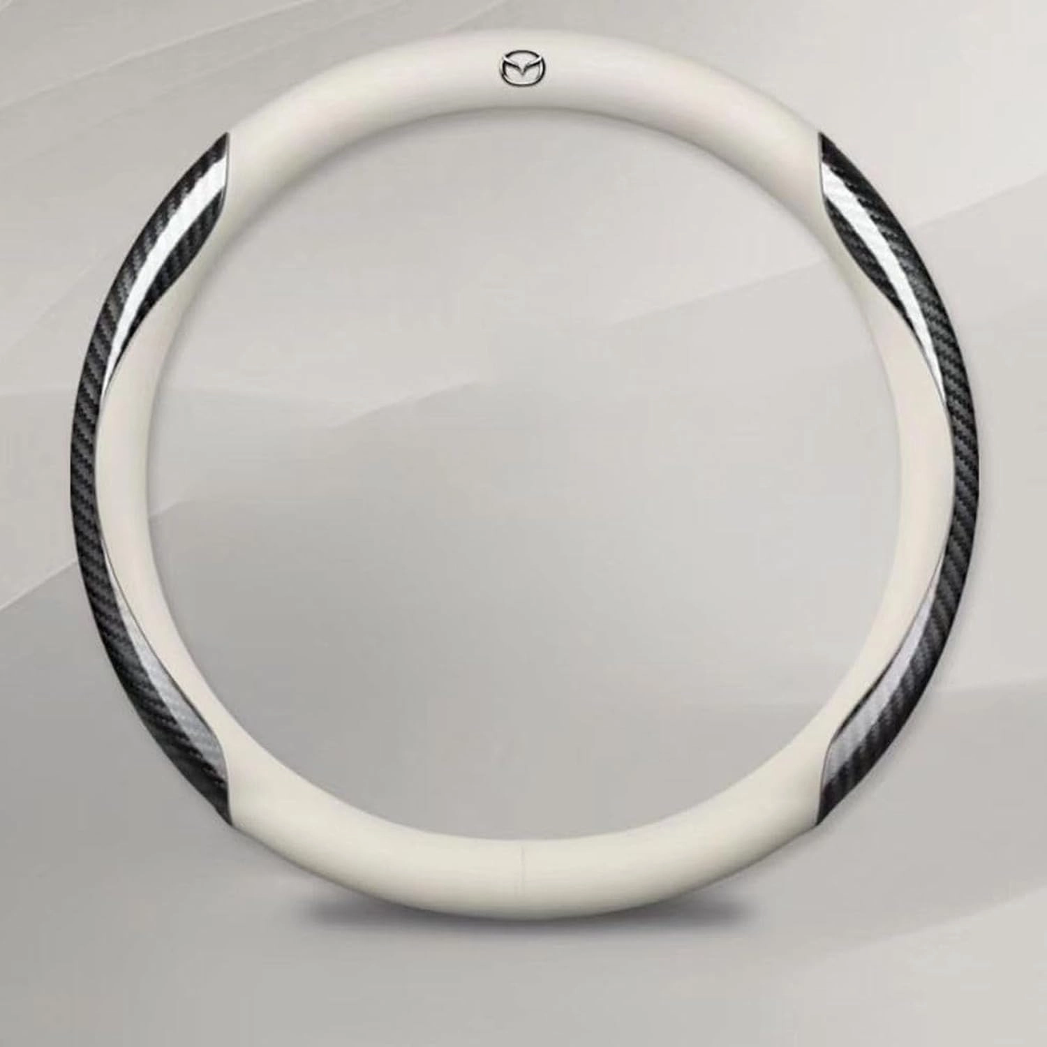 Car Steering Wheel Cover for Mazda Biante 2008-2018, Breathable Durable All-Season Comfort Steering Wheel Cover All Inclusive Wheel Cover Car Accessories,B White