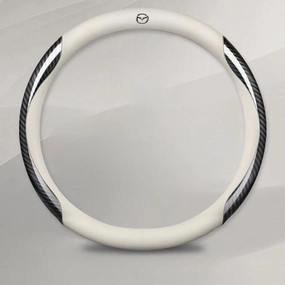 Car Steering Wheel Cover for Mazda Biante 2008-2018, Breathable Durable All-Season Comfort Steering Wheel Cover All Inclusive Wheel Cover Car Accessories,B White