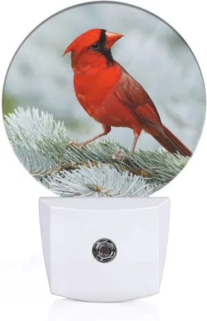 Cardinal Night Light Northern Red Bird On Tree Branch Night Lamp LED Auto on/Off for Hallway Stairway Kitchen Men Women Bedroom