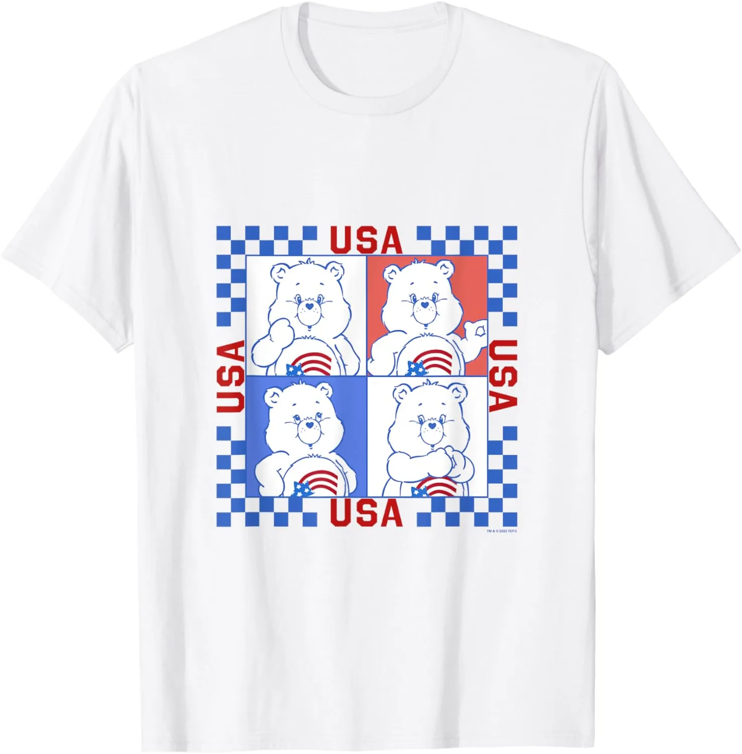 Care Bears 4th Of July USA Vintage Checkerboard Box Up T-Shirt