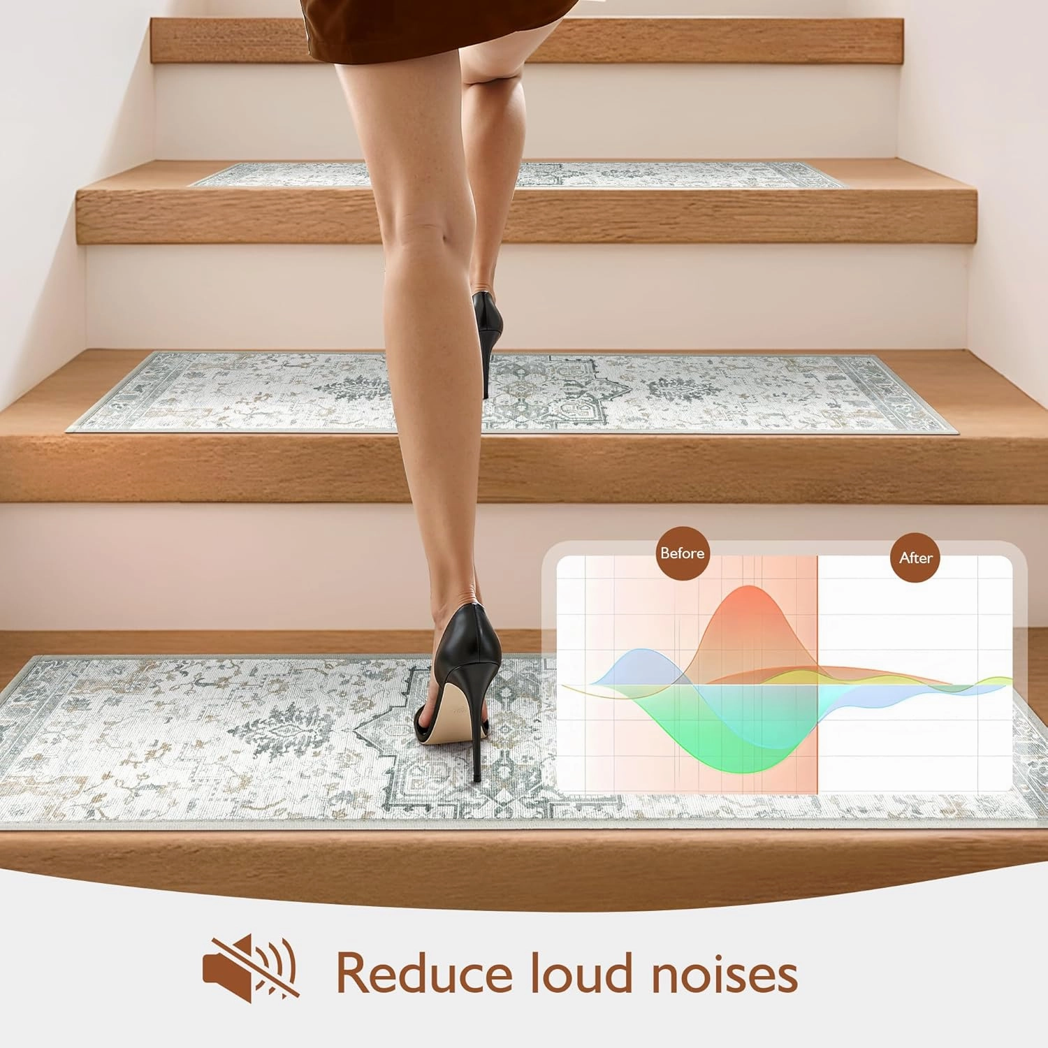 Carpet Stair Treads Non Slip for Wooden Steps 4PCS, 8" X 30" Stair Runners Mats Indoor, Stain Resistant Staircase Step Treads Stair Rugs with TPR Self Adhesive Backing for Kids, Elders, Dogs, Grey