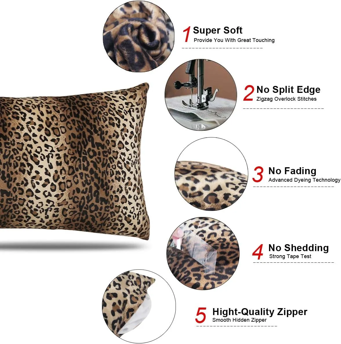 CARRIE HOME Cheetah Body Pillow Cover 20x54 Soft Plush Leopard Print Faux Fur Decorative Body Pillow Pillowcase for Home Couch Sofa (1 Pack, 20x54 inch)