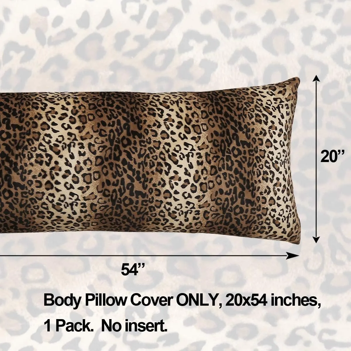 CARRIE HOME Cheetah Body Pillow Cover 20x54 Soft Plush Leopard Print Faux Fur Decorative Body Pillow Pillowcase for Home Couch Sofa (1 Pack, 20x54 inch)