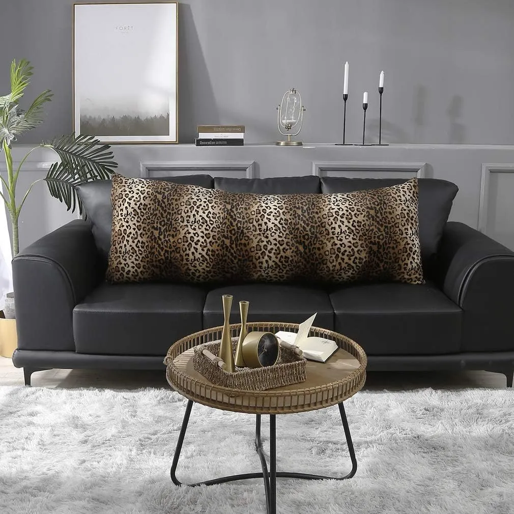 CARRIE HOME Cheetah Body Pillow Cover 20x54 Soft Plush Leopard Print Faux Fur Decorative Body Pillow Pillowcase for Home Couch Sofa (1 Pack, 20x54 inch)