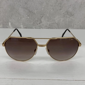Cazal Legends Men's 724/3 001 Gold Plated/Brown Retro Pilot Sunglasses 61mm