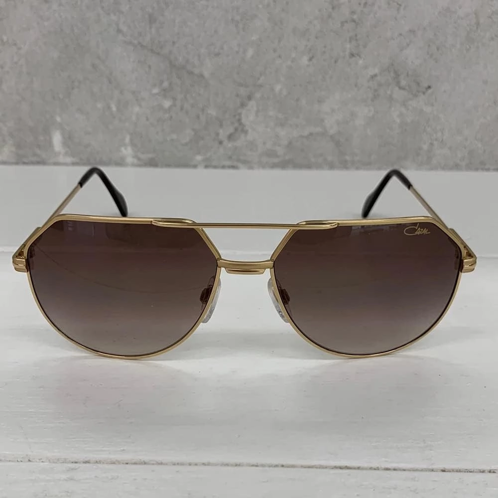 Cazal Legends Men's 724/3 001 Gold Plated/Brown Retro Pilot Sunglasses 61mm