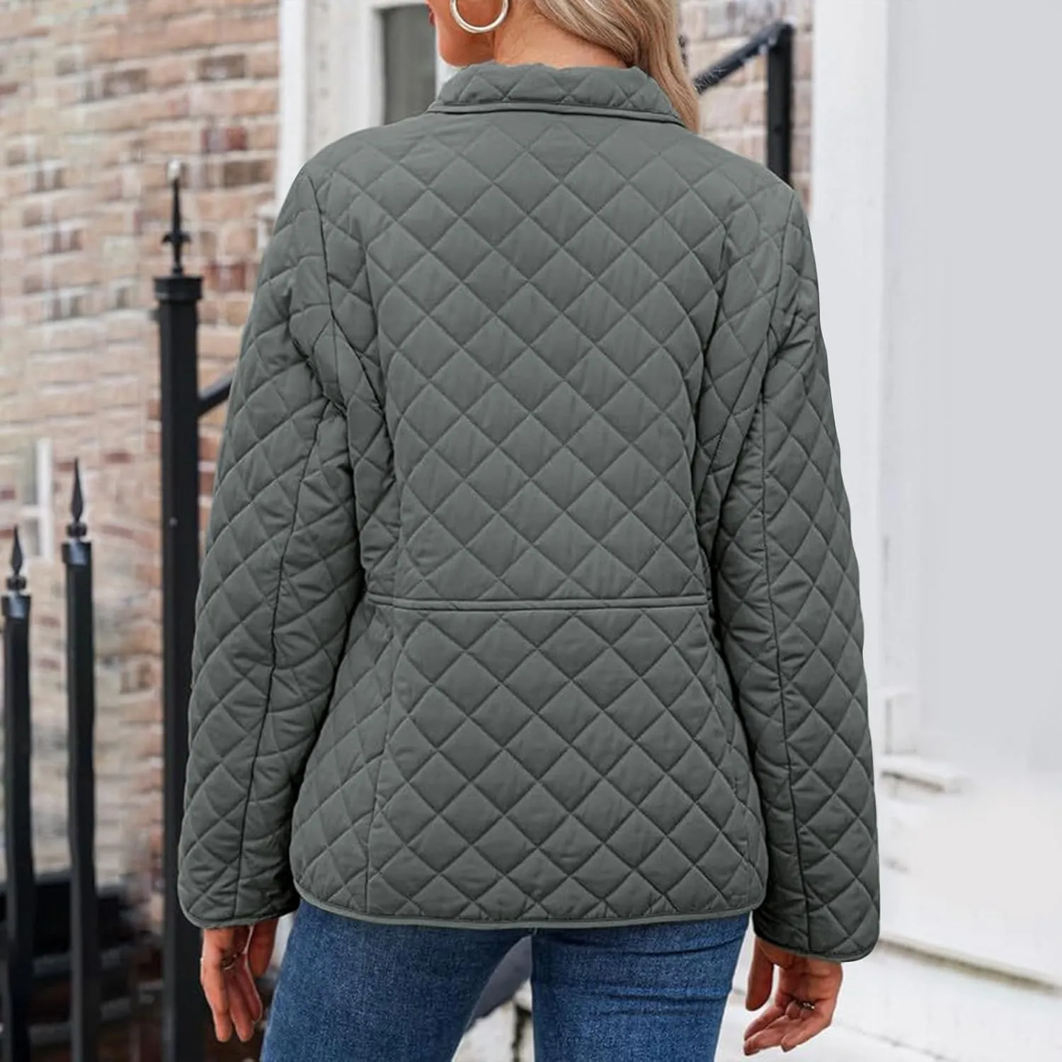 Ceboyel Women'S Quilted Barn Jackets 2024 Trendy Puffy Coats Quilted Bomber Jacket Lightweight Warm Winter Outerwear Clothing