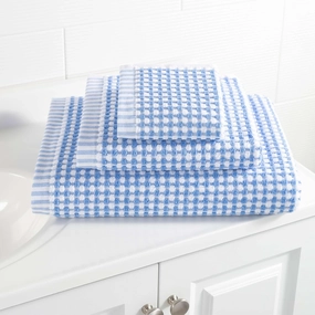 Ceylon French Blue Towel, Bath Towel, White Solid Pattern