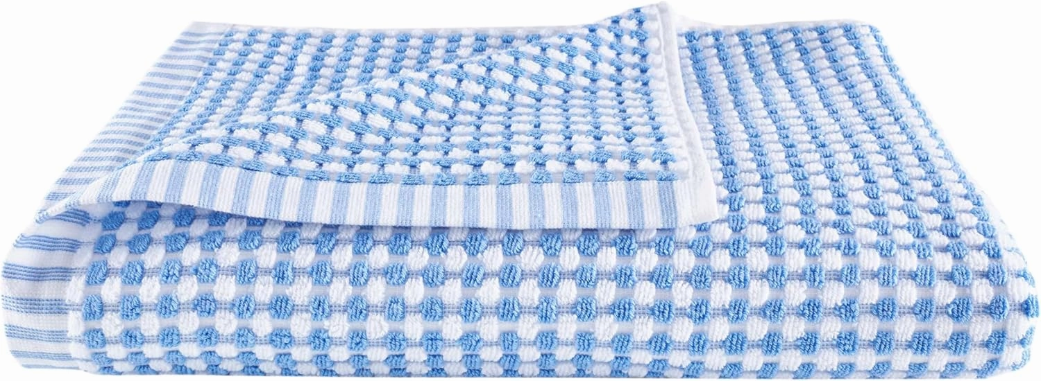 Ceylon French Blue Towel, Bath Towel, White Solid Pattern