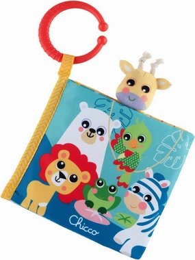 Chicco Mon Livre Des Animaux Sauvages Sensory Book for Children, First Soft Fabric Soft Fabric with Many Activities and Finger Puppet for Newborns and Children, 3 Months - 2 Years