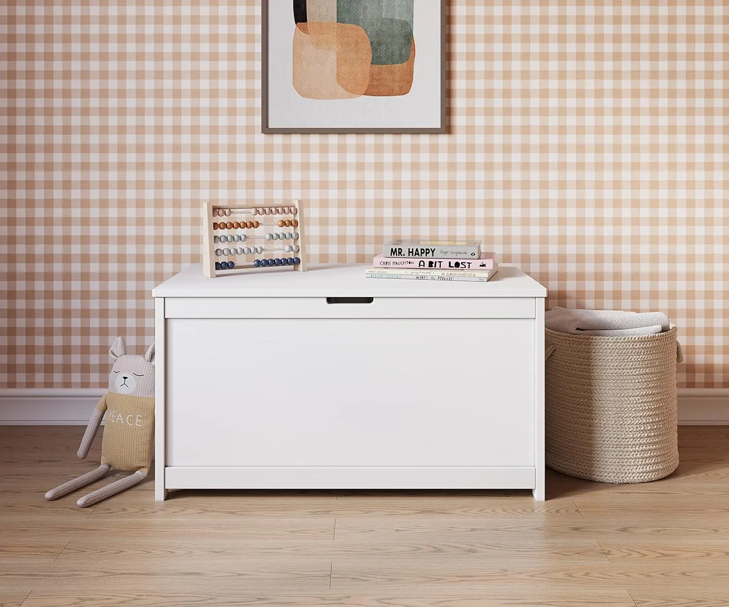 Child Craft Harmony 33” Wood Toy Box, Large Storage Chest, Plenty of Storage, 2 Safety Hinges, Standard Ventilation Hole on Back, 6 Cubic Feet of Storage (Matte White)