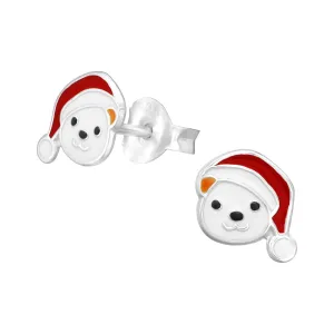 Children's Sterling Silver Christmas Teddy Bear Stud Earrings