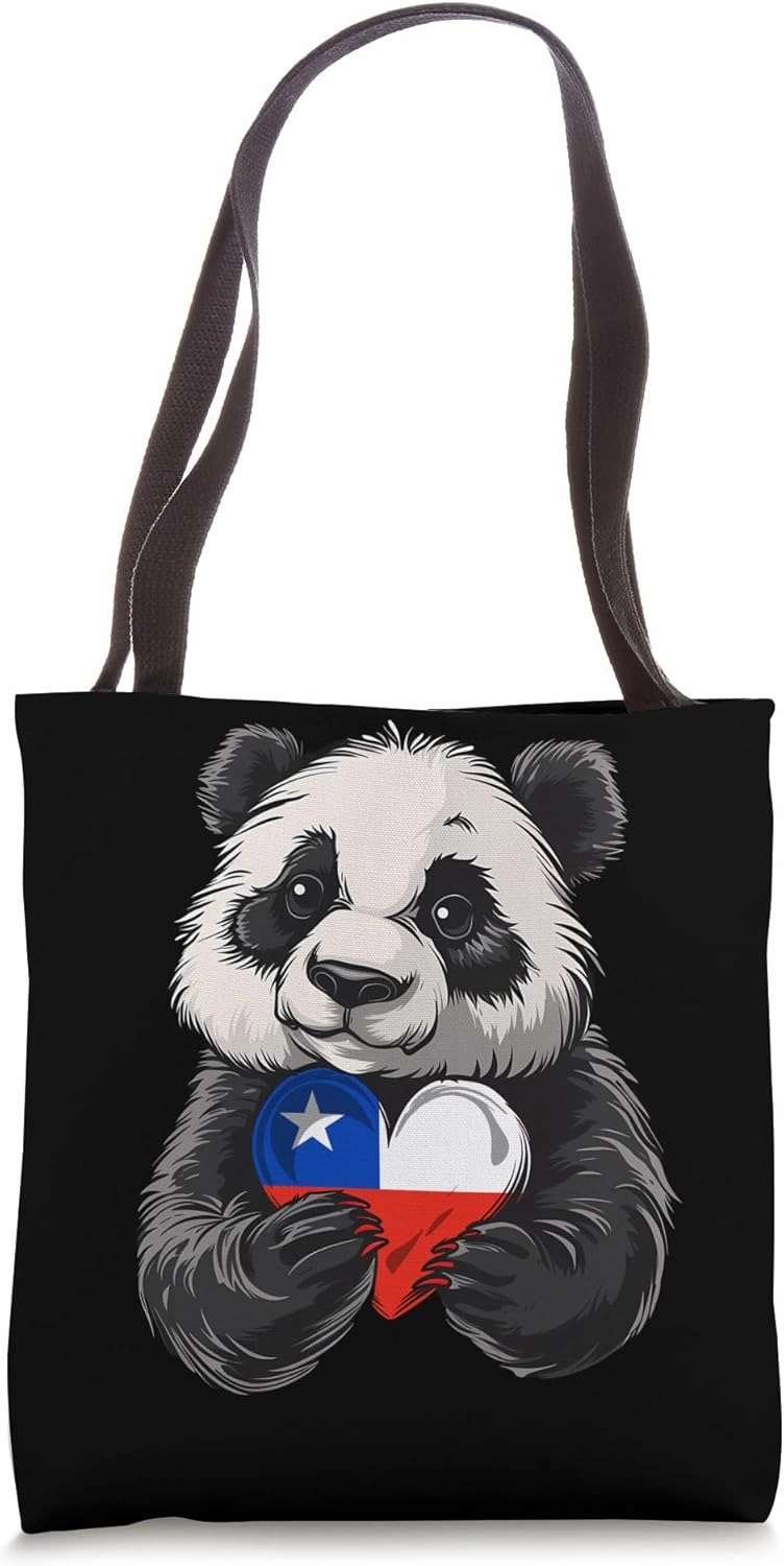 Chile Flag Panda Bear Chilean Roots Heart Chilean Pride Tote Bag