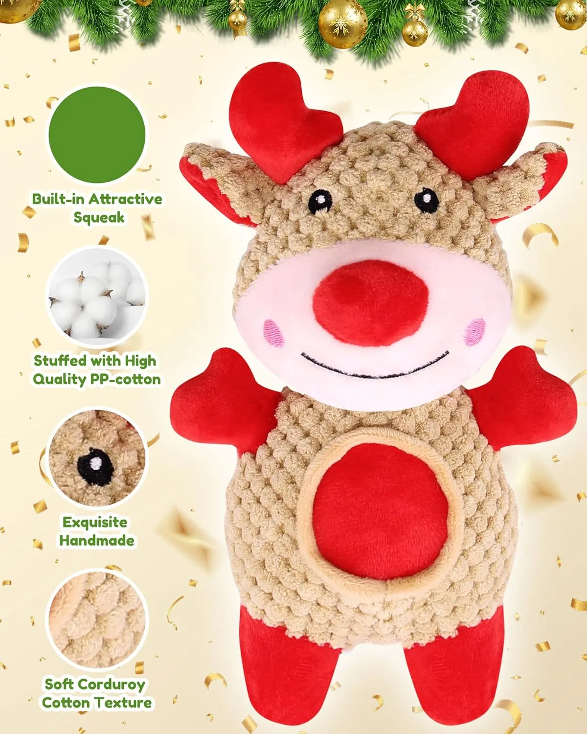 Christmas Dog Toys, 6 Pack Rope and Plush Toys/Gifts for Puppy Small Medium Dogs