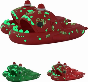 Christmas Shark Slides,Santa Shark Slides,Spooky Shark Slides Glow In The Dark For Men Women,3D Cloudy Shark Slippers
