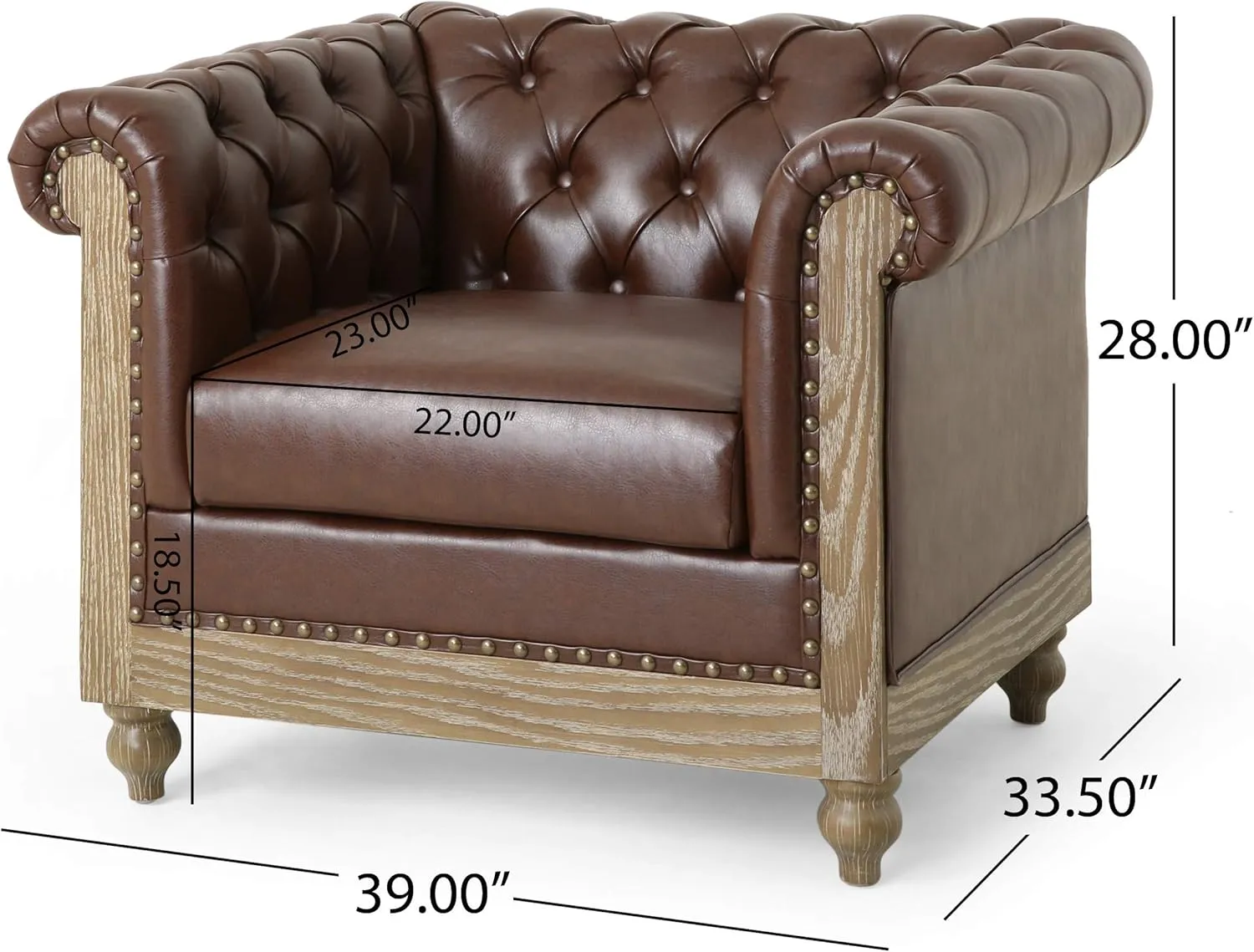 Christopher Knight Home Castalia Club Chair, Dark Brown   Natural 33.5D x 39W x 28H Inch