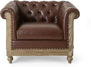 Christopher Knight Home Castalia Club Chair, Dark Brown   Natural 33.5D x 39W x 28H Inch