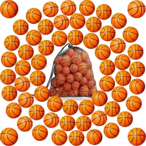 Civaner 60 Pcs Basketball Party Favors Mini Small Basketballs Bouncy Stress Sports Balls with Drawstring Bag for School Party Carnival Reward Toys Game Decorations (3cm,4cm)