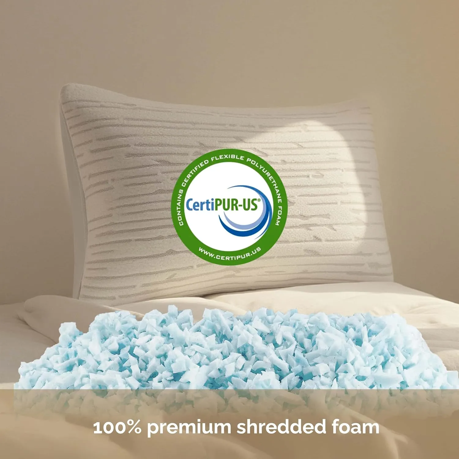 Clara Clark Memory Foam Pillows 2 Pack, Queen Size Bed Pillows for Sleeping, Adjustable Pillow Shredded Memory Foam Filling for Back Stomach & Side Sleeper, CertiPUR-US, Washable Bamboo Rayon Cover
