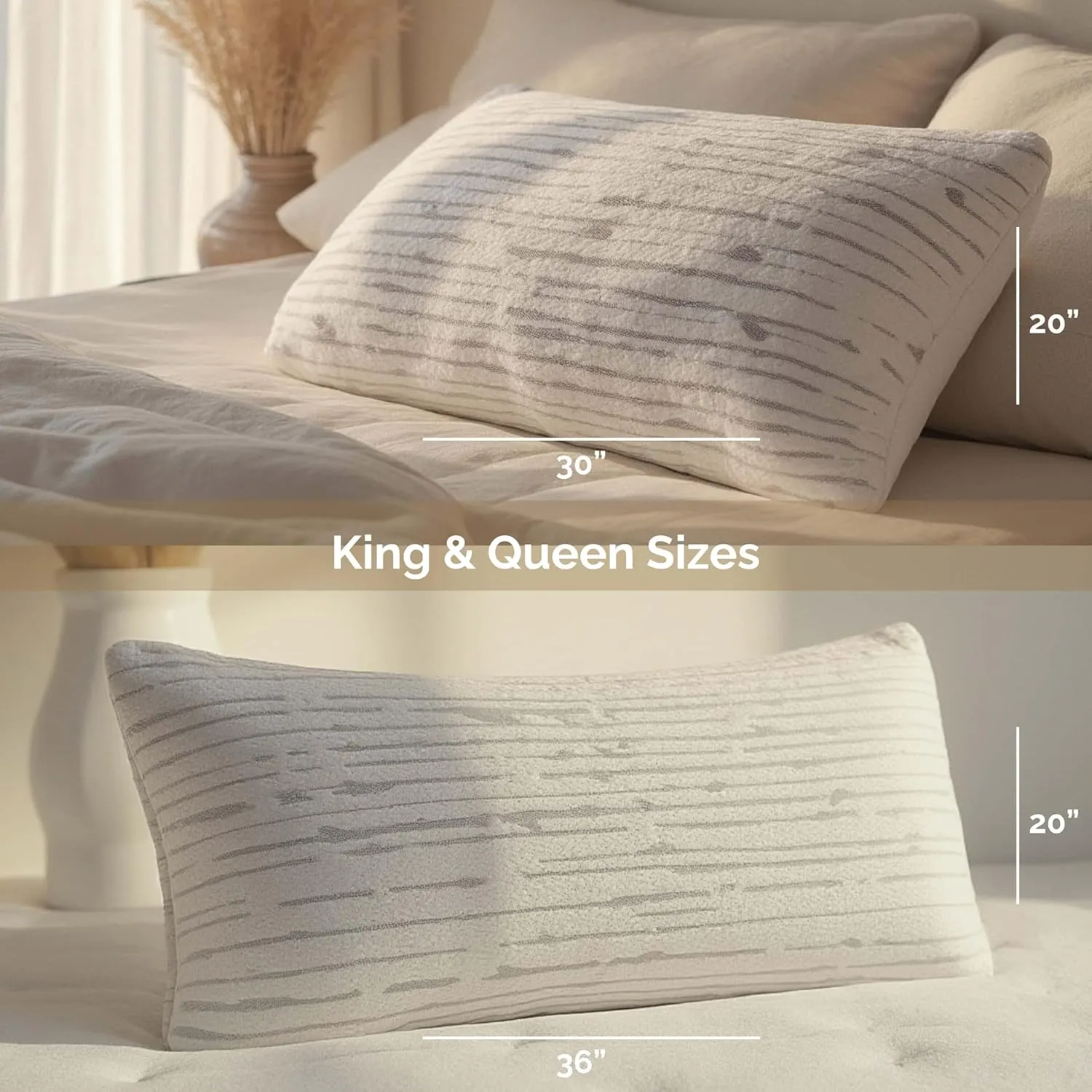 Clara Clark Memory Foam Pillows 2 Pack, Queen Size Bed Pillows for Sleeping, Adjustable Pillow Shredded Memory Foam Filling for Back Stomach & Side Sleeper, CertiPUR-US, Washable Bamboo Rayon Cover