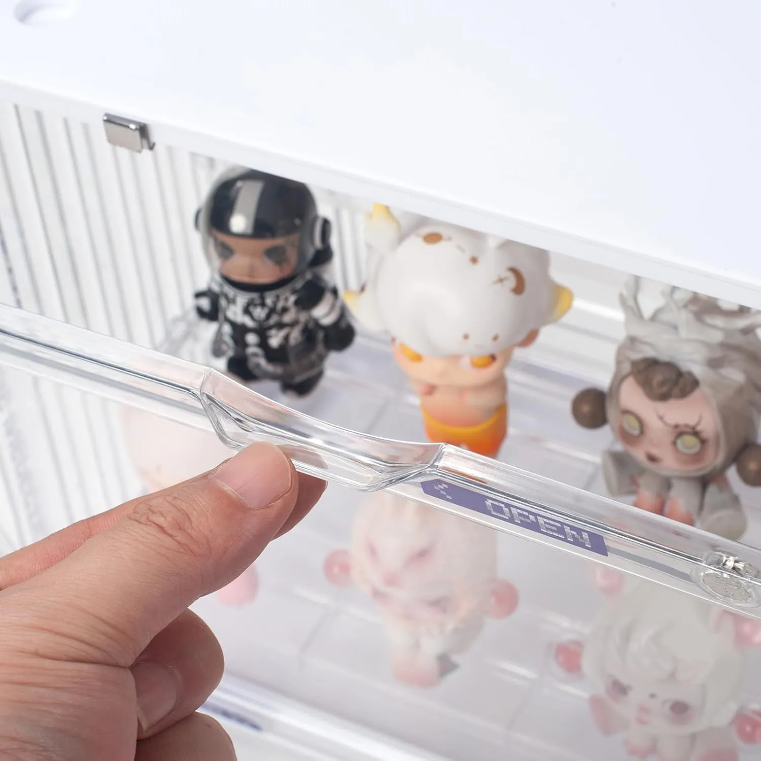 Clear Display Case for Figures, Clear Display Box, 3 Tiers Adjustable Acrylic Display Box Stand with Magnetic Door for Mini Action Figures Pop Mart Collectibles (2 Pack)