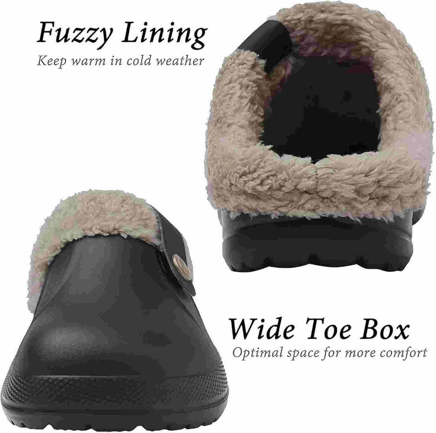Clog Slippers for Women Classic Fur Lined Clogs Waterproof Winter Fuzzy Slippers for Women Men Indoor and Outdoor