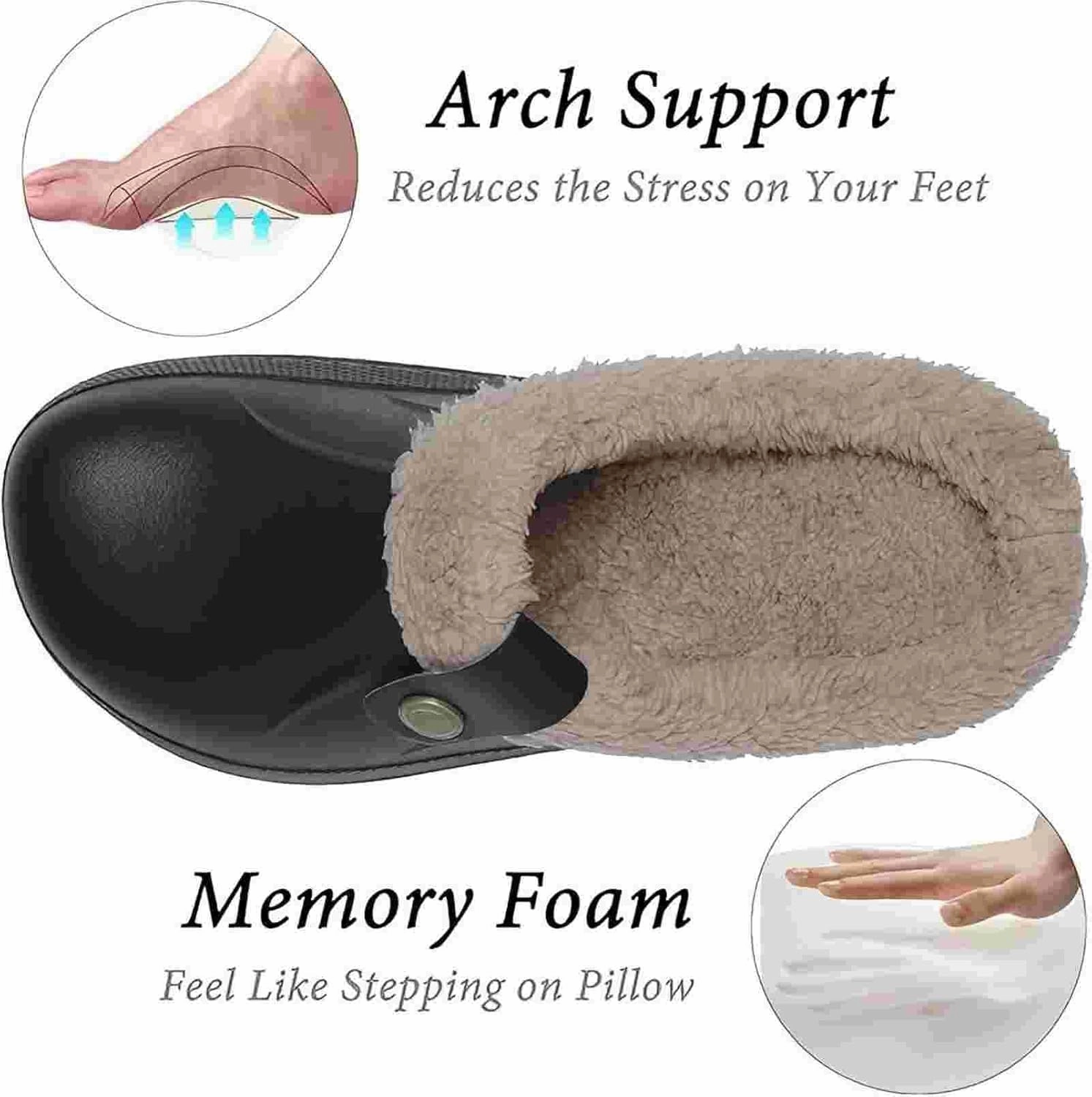 Clog Slippers for Women Classic Fur Lined Clogs Waterproof Winter Fuzzy Slippers for Women Men Indoor and Outdoor