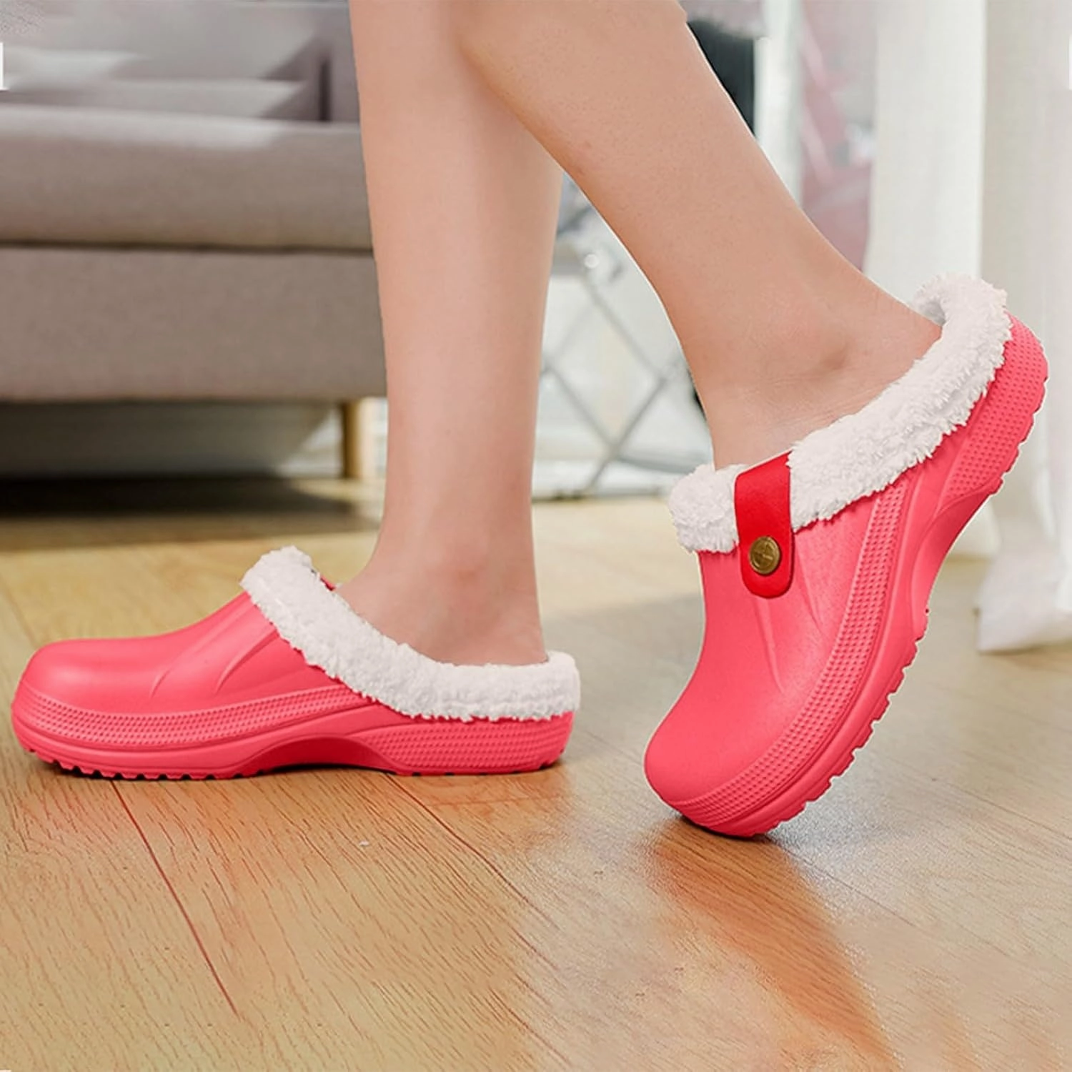Clog Slippers for Women Lined Croc Memory Foam Warm Garden Shoes Slippers Winter Waterproof Indoor Outdoor Shoes