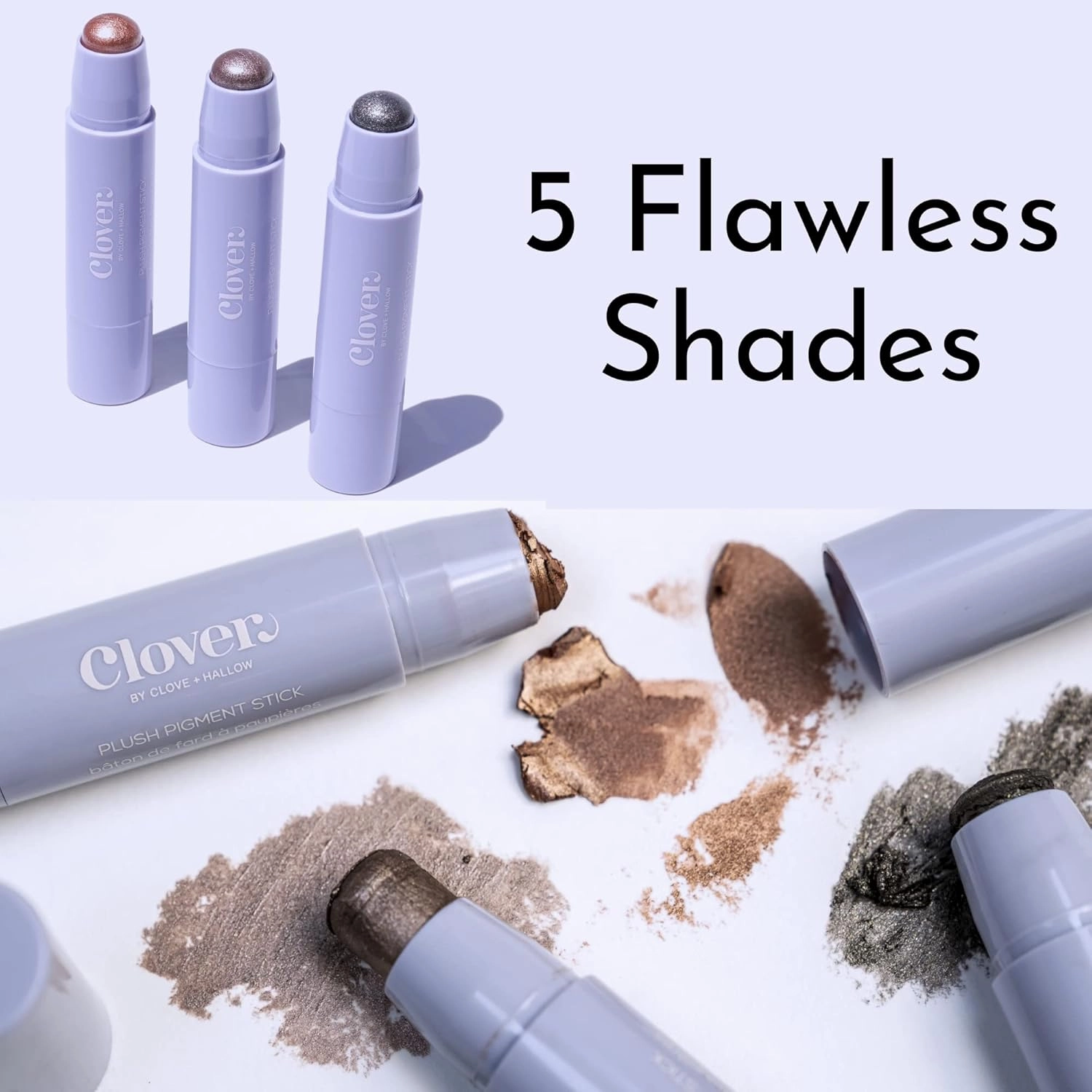 Clover Plush Pigment Cream Eyeshadow Stick | Creamy Texture, Long Lasting Eye Makeup, Less Smudge, Shimmery Eyeshadow | Cruelty-Free & Vegan Eye Makeup | Shade - Revolution
