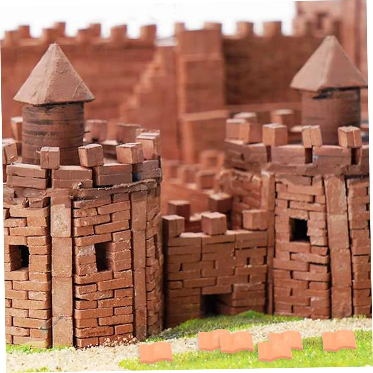 COHEALI 2sets DIY Miniature Roof Tiles Lifelike Fairy Houses for Outside Miniature Brick Craft Mini Model for Landscaping 50pcs*2