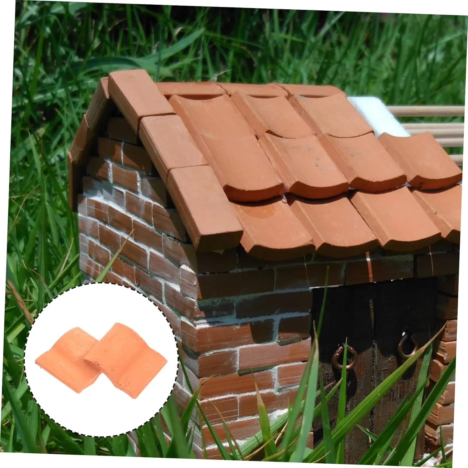 COHEALI 2sets DIY Miniature Roof Tiles Lifelike Fairy Houses for Outside Miniature Brick Craft Mini Model for Landscaping 50pcs*2