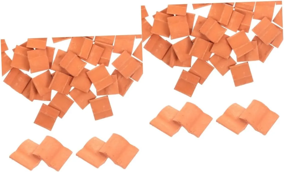 COHEALI 2sets DIY Miniature Roof Tiles Lifelike Fairy Houses for Outside Miniature Brick Craft Mini Model for Landscaping 50pcs*2
