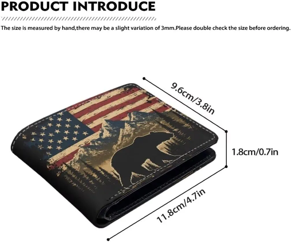 Coldinair American Flag Teen Boys Wallet for Kids,Bear Bifold Wallet,Leather Wallet,Slim Wallet Credit Card Cash Id Holder Cion Purse for Teens Kids,Men