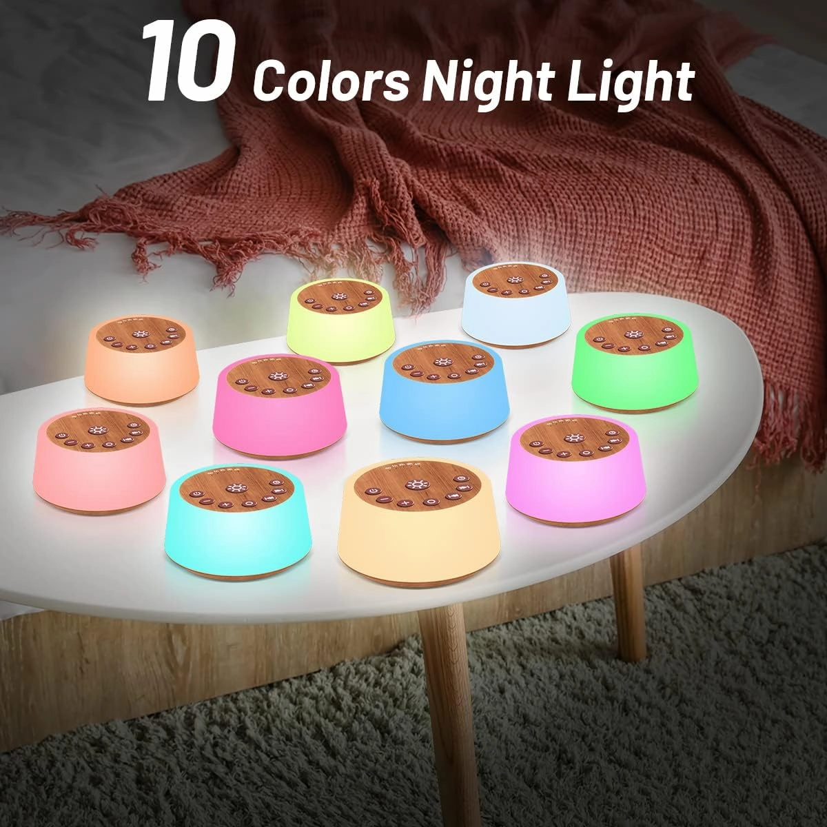 Color Noise Sound Machines with 10 Colors Night Light 25 Soothing Sounds and Sleep White Noise Machine 32 Volume Levels 5 Timers Adjustable Brightness Memory Function for Adult Kid Baby