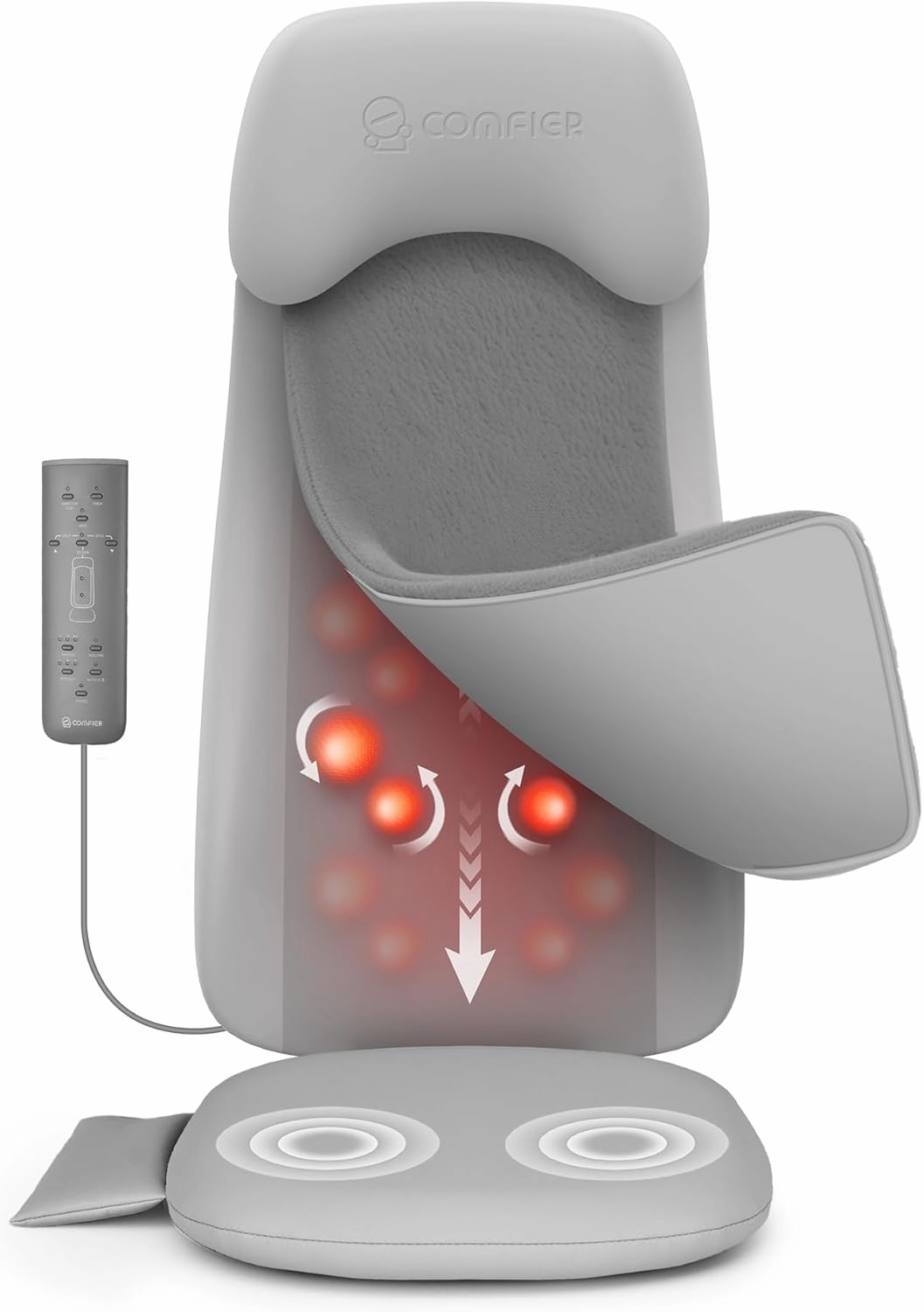 COMFIER Back Massager with Heat,2D/3D Shiatu Massage Seat Cushion,2 Auto Massage Modes,Full Back Massager with Vibration,Deep Tissue Kneading Chair Pad for Lower Waist,Gift for Men,Women