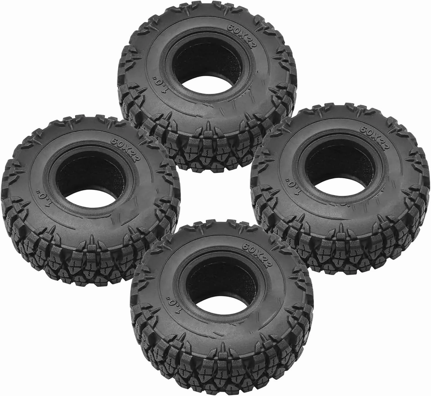 Compatible with Axial for SCX24 for FMS FCX24 1.0 Tires Soft and Sticky Crawler Tires for 1/18 1/24 RC Crawler RC Crawler Car - 60 * 22mm RC Wheel Tires(60X22mm)