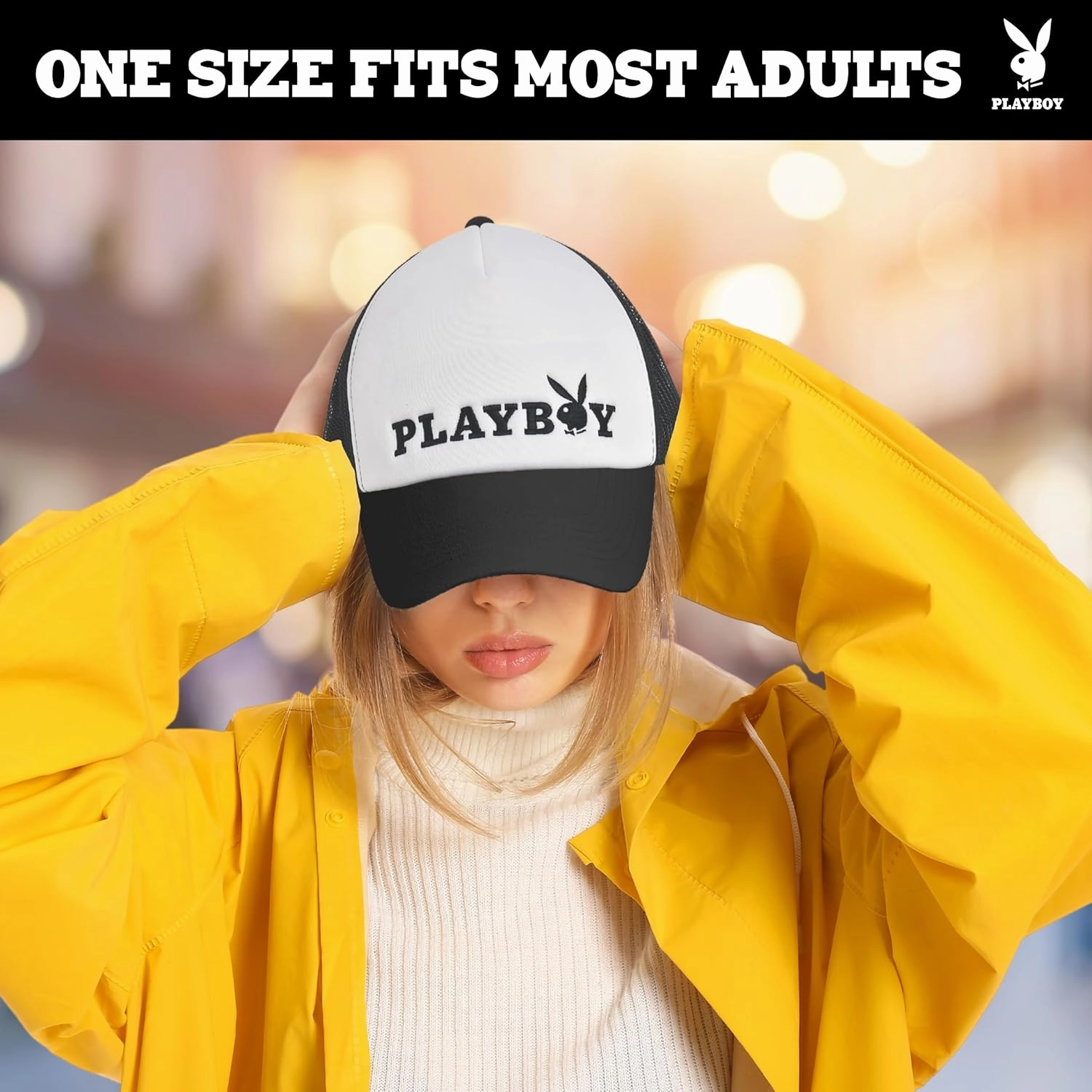Concept One Playboy Trucker Hat, Mesh Adjustable Snapback Baseball Cap with Curved Brim