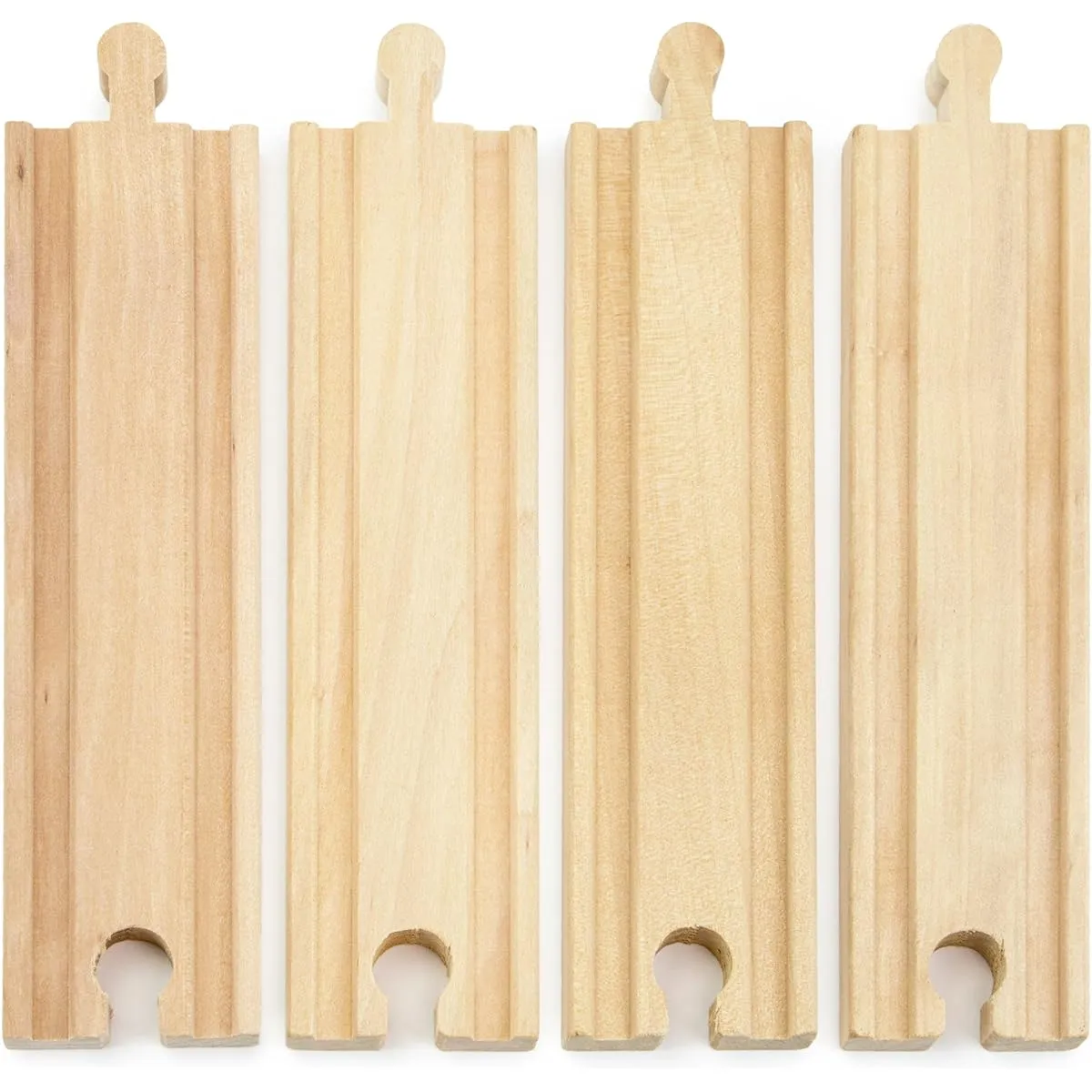Conductor Carl Wooden Train Track Expansion Pack Fits Most Trains 1 x 6" Straight Line Track (4 Pack)