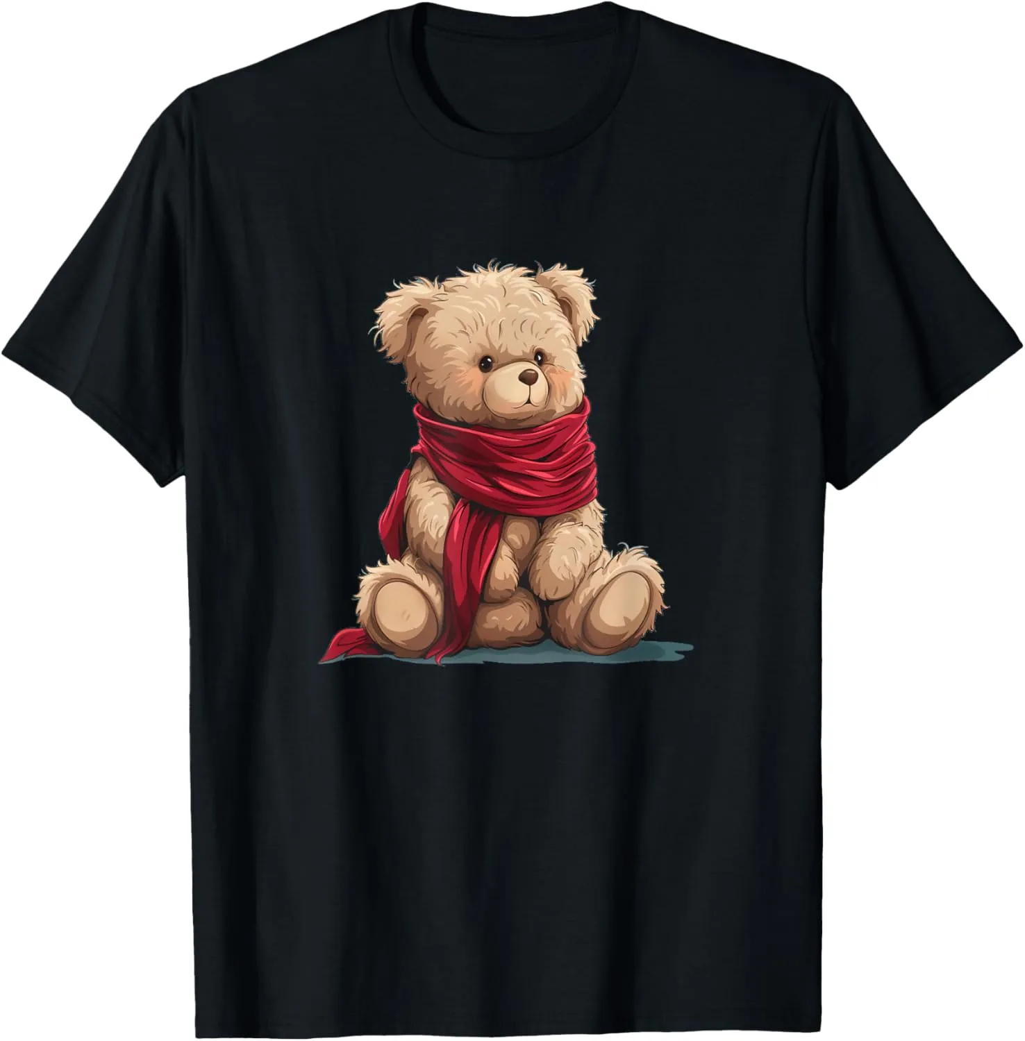 Cool Red Shawl with Winter Teddy Bear Costume T-Shirt