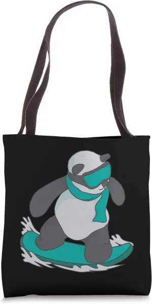 Cool Snowboarding Panda | Funny Snow Surfing Winter Gift Tote Bag