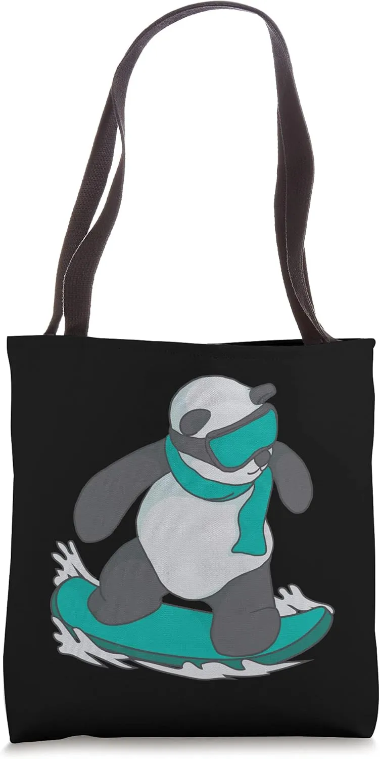 Cool Snowboarding Panda | Funny Snow Surfing Winter Gift Tote Bag