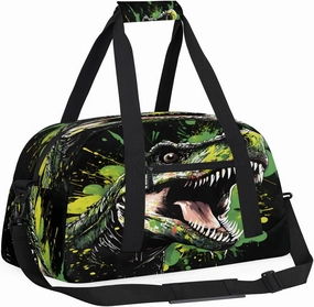 Cool Dinosaurs Kids Overnighter Duffel Bags for Boys, Carry-On Size Sports Gym Bag with Front Zipper Pocket for School Practice or Overnight Travel Weekender Sleepover Tote Bag