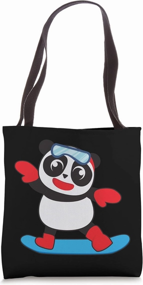 Cool Snowboarding Panda | Funny Snow Surfing Winter Gift Tote Bag