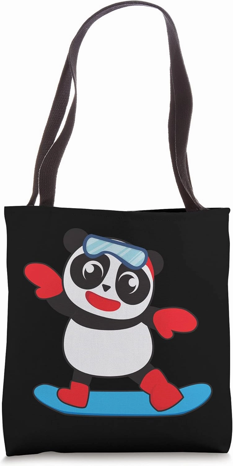Cool Snowboarding Panda | Funny Snow Surfing Winter Gift Tote Bag